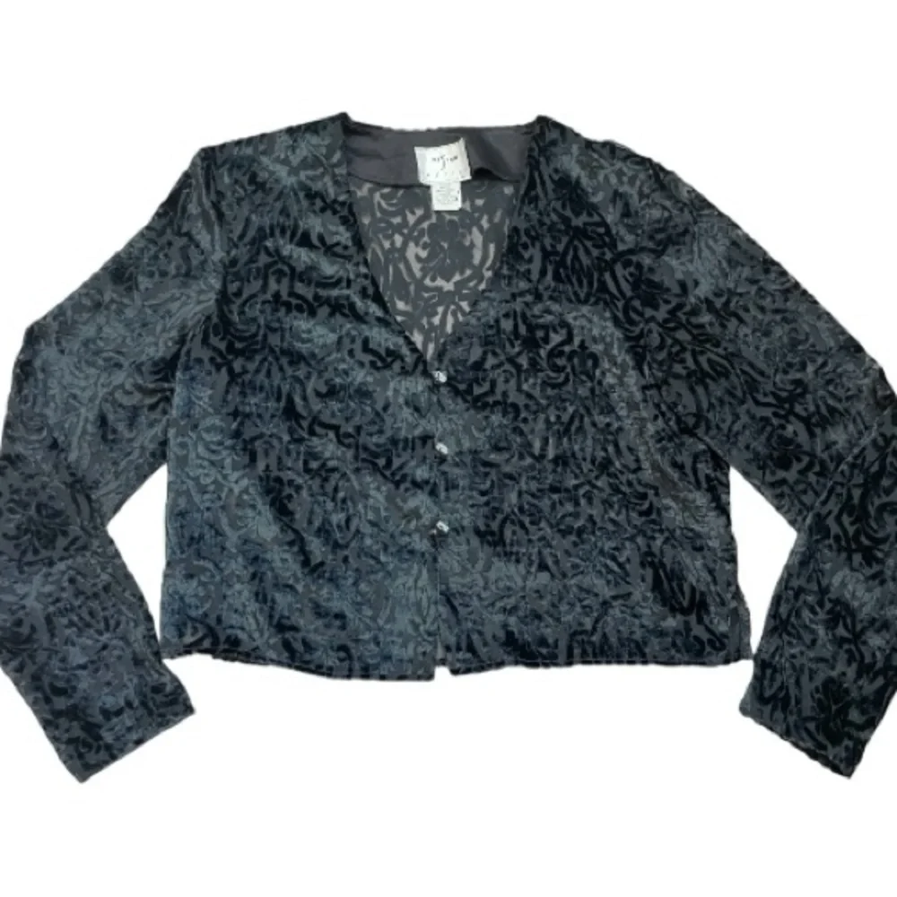 Black Burnout Velvet Cropped Jacket